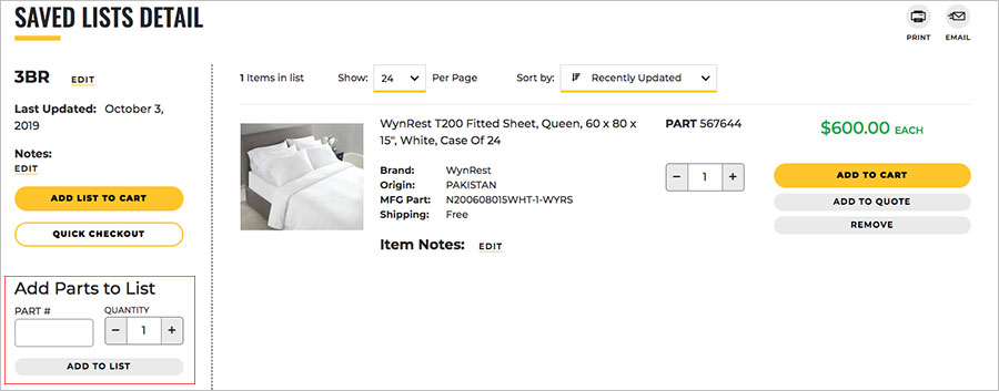 Use A Saved List Screenshot